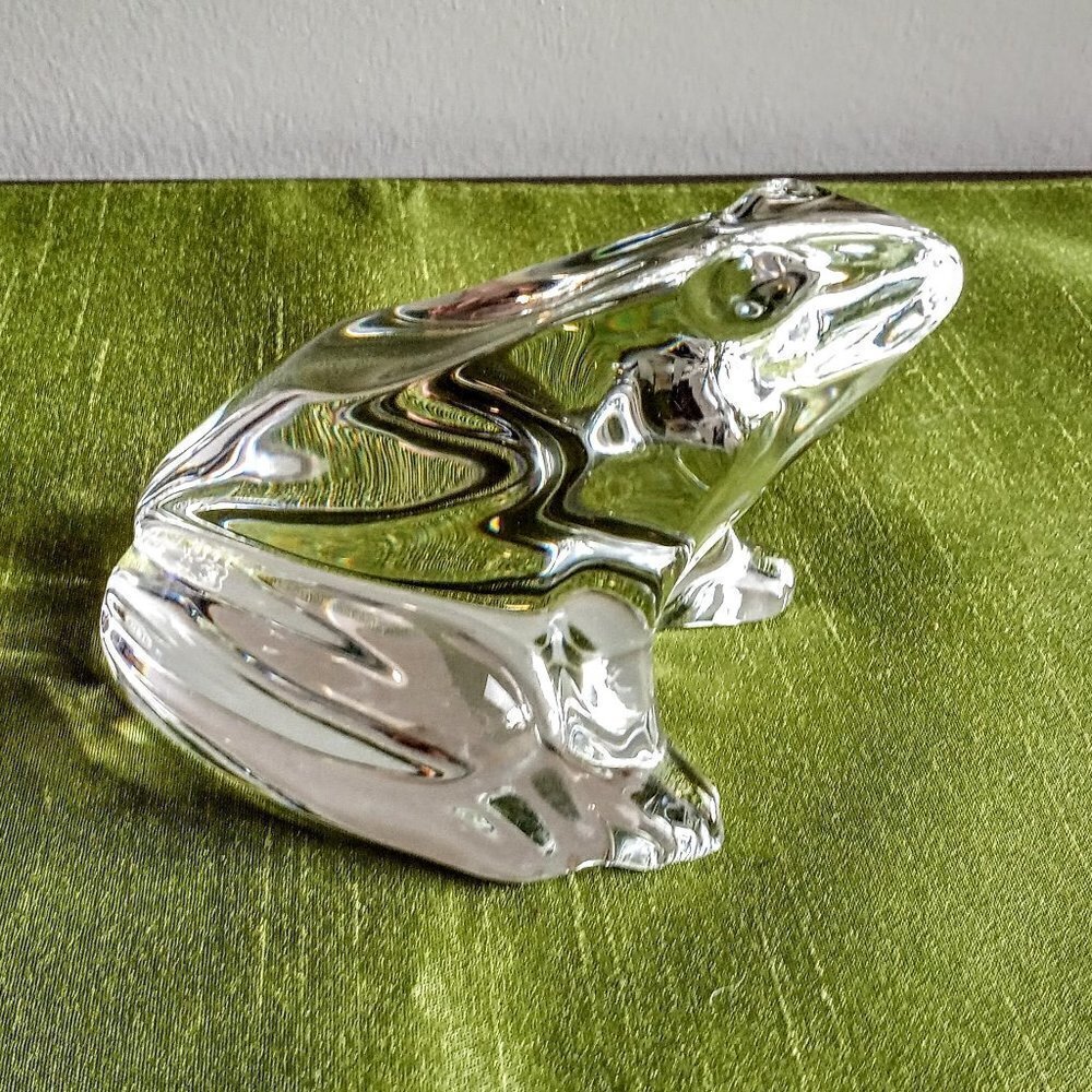 Baccarat Clear Crystal Frog Figurine Paperweight